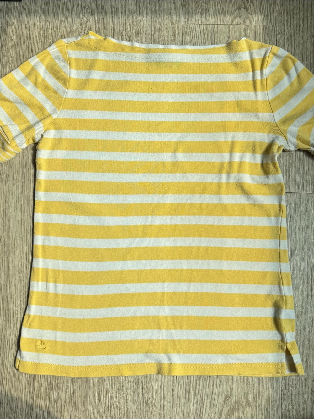 Lauren Ralph Lauren Yellow and White Striped Boatneck Tee